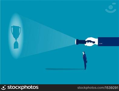 businessman looking guideline to get award for work success concept vector illustrator