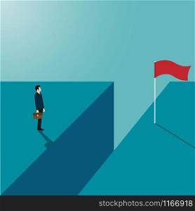 Businessman looking reach the other side of the cliff. Business concept, Achievement, Career, Leadership, Vector illustration flat