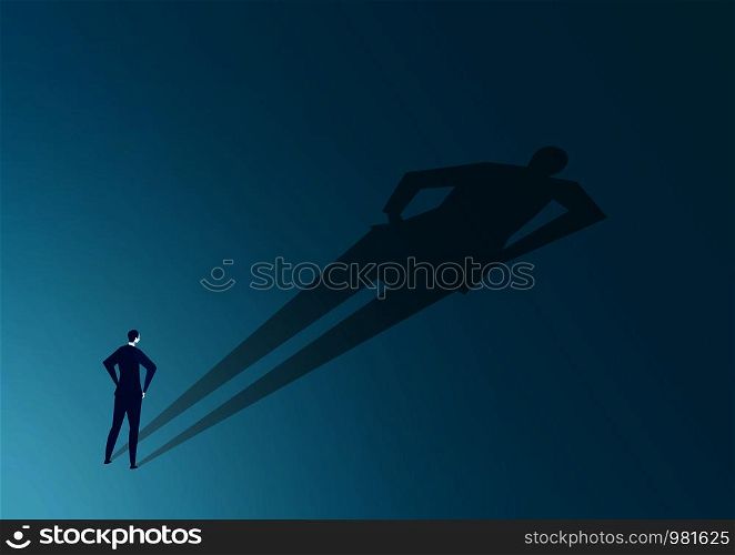 businessman looking with big shadow himself concept vector.