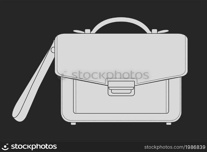 Businessman luxury hand bag. Vector chalk clip art illustration isolated on blackboard. Businessman hand bag. Chalk on blackboard