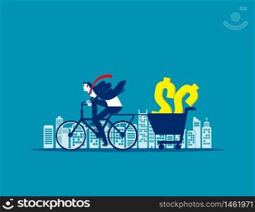 Businessman making money. Concept business vector, Currency, Profit, Growth.