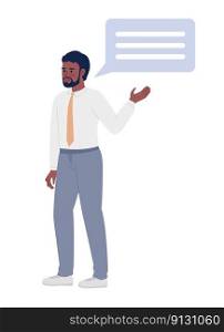 Businessman making request semi flat color vector character. Corporate decision-maker. Editable full body person on white. Simple cartoon style spot illustration for web graphic design and animation. Businessman making request semi flat color vector character