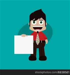 businessman manager at work holding blank sign cartoon vector art. businessman manager at work holding blank sign cartoon vector art illustration