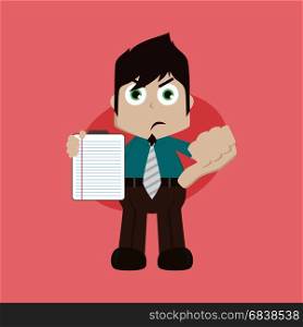 businessman manager at work holding report book cartoon vector art. businessman manager at work holding report book cartoon vector art illustration