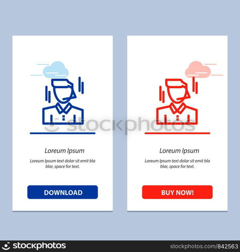 Businessman, Manager, Worker, Man Blue and Red Download and Buy Now web Widget Card Template