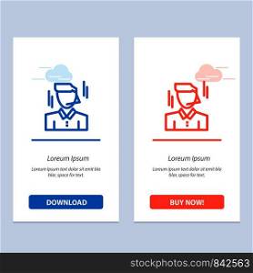 Businessman, Manager, Worker, Man Blue and Red Download and Buy Now web Widget Card Template