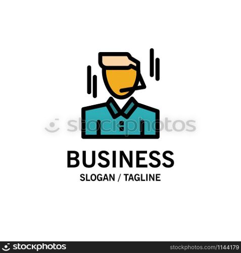Businessman, Manager, Worker, Man Business Logo Template. Flat Color
