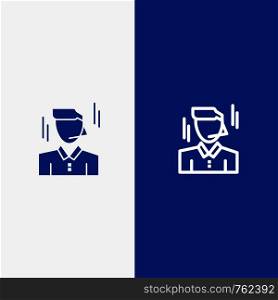 Businessman, Manager, Worker, Man Line and Glyph Solid icon Blue banner Line and Glyph Solid icon Blue banner