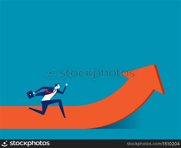 Businessman moving up. Concept business vector illustration, Growth, Running