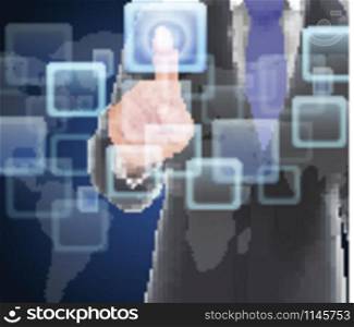 Businessman of visual touch screen. vector