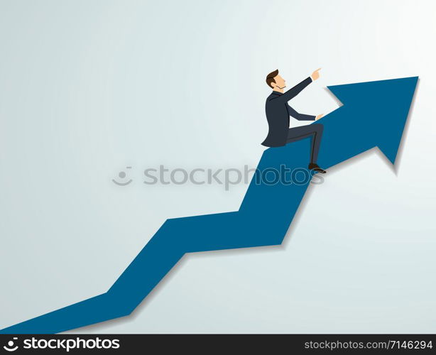 Businessman on arrow icon vector background. Business concept illustration