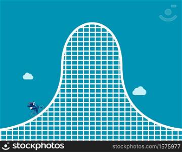 Businessman on roller coaster. Concept business vector illustration, Amusement Park, Moving Up.
