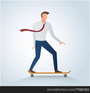businessman on skateboard vector illustration