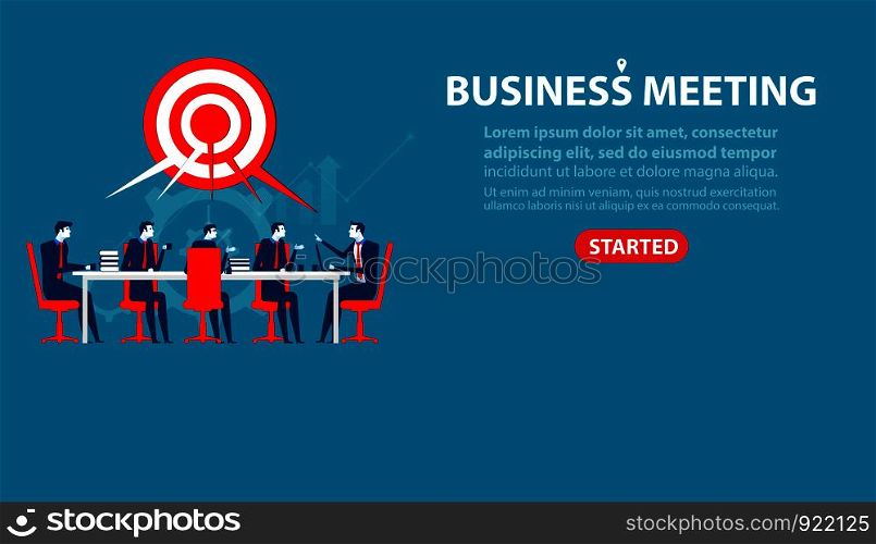 Businessman people brainstorming and presentation other in agreement. Concept business illustration, people meeting for marketing deals to success