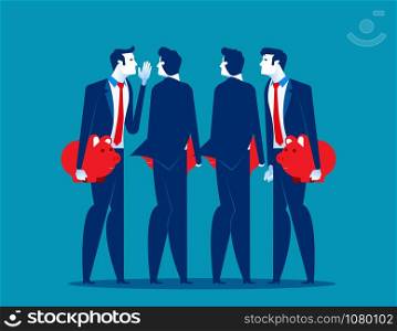 Businessman people with piggy banks conversing. Concept business vector illustration.