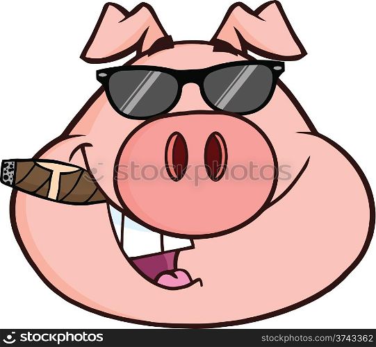 Businessman Pig Head With Sunglasses And Cigar