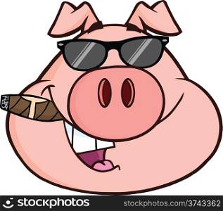 Businessman Pig Head With Sunglasses And Cigar