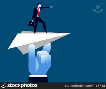 Businessman pointing go to forward. Concept business vector illustration.