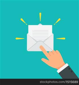 businessman pointing or press on the email to open vector