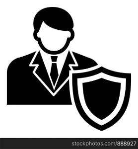 Businessman protection icon. Simple illustration of businessman protection vector icon for web. Businessman protection icon, simple black style