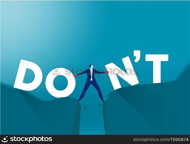 businessman push between don't wording and do wording on mountain . mindset for career growth business concept illustrator vector.