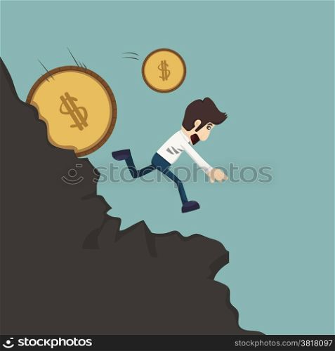 Businessman pushing coin , eps10 vector format