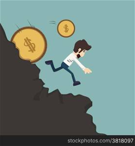 Businessman pushing coin , eps10 vector format