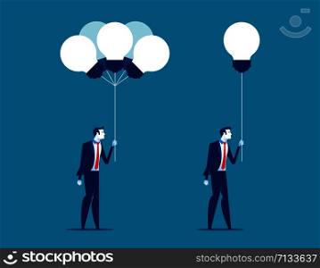 Businessman receiving ideas from bunch. Concept business vector illustration.