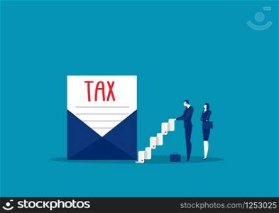 Businessman recieve letter tax, Official government documents obtained by mail. Vector illustration