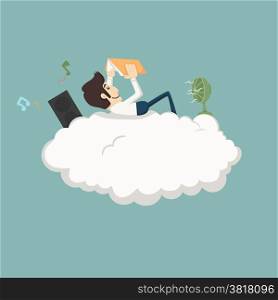 Businessman resting on a cloud , eps10 vector format