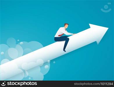 businessman ride on arrow and blue background. vector illustration eps10