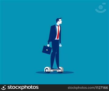 Businessman riding on hoverboard. Concept business vector illustration.