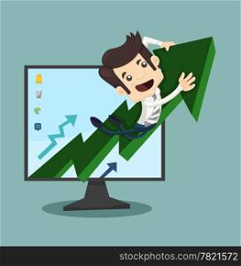 Businessman rising arrow with growing , eps10 vector format