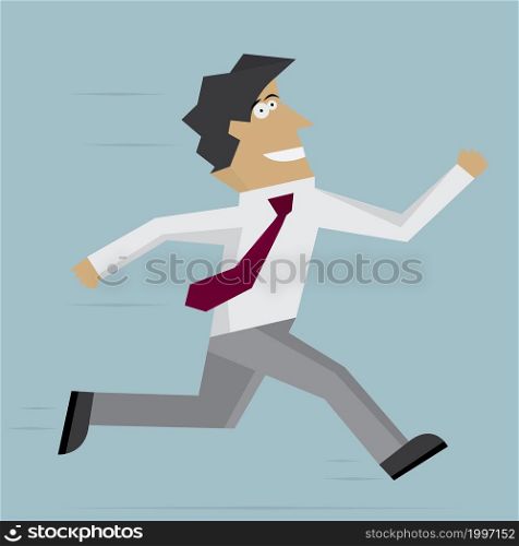 Businessman run forward. Vector illustration. Flat design