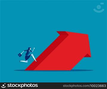 Businessman run up to the arrow. Concept business growth vector illustration, Activity