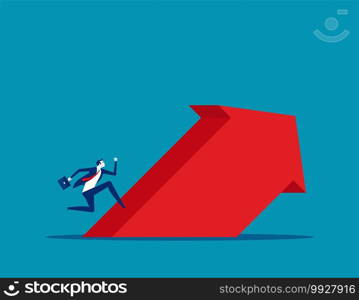 Businessman run up to the arrow. Concept business growth vector illustration, Activity