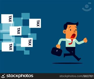 Businessman running away from tax. Concept business illustration. Vector flat.