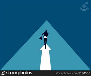 Businessman running on arrow. abstract image of business. Business vector.