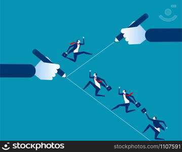 Businessman running on the line. Concept business vector illustration. Design flat style.