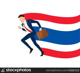 Businessman running Thailand flag background