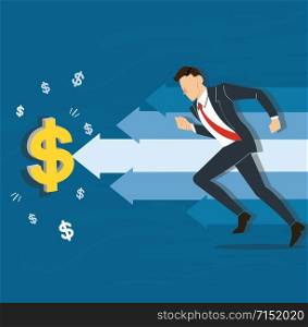 businessman running to dollar icon vector illustration