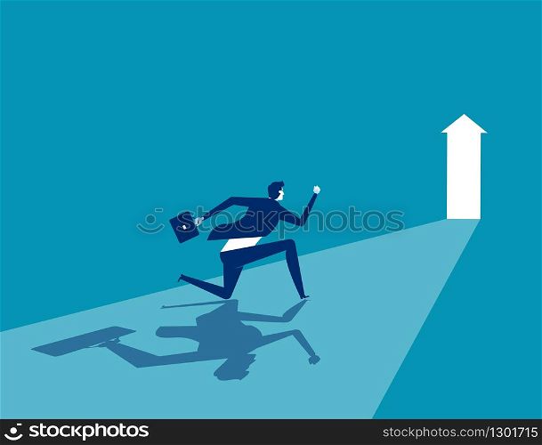 Businessman running to goal, Concept business vector illustration, Flat business cartoon, Character style design, Running, Rear view.