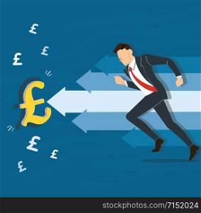 businessman running to Pound icon vector illustration