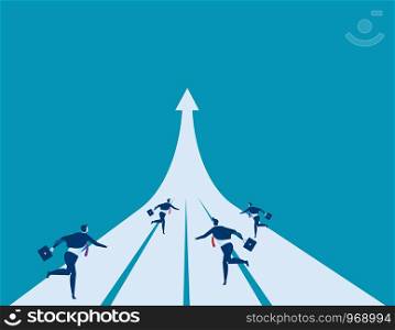 Businessman running to success. Concept business success illustration, Vector cartoon character and abstract.