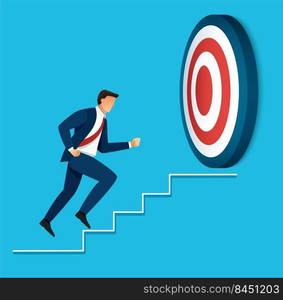 Businessman running to target archery vector illustration