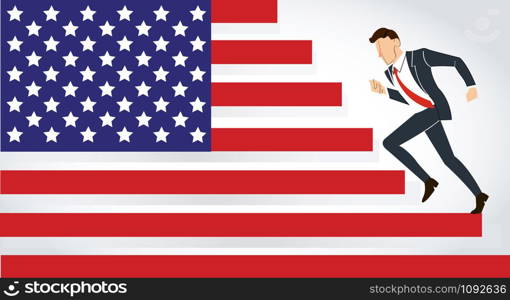 businessman running USA , running america vector