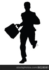 Businessman runs pop art retro vector. Black silhouette. Conceptual business vector. Figure form icon.. Businessman runs black silhouette figure