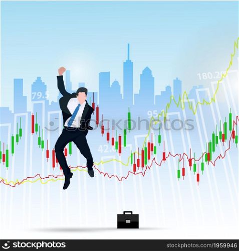 businessman s enjoys success deal on stock market illustration.