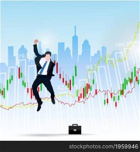 businessman s enjoys success deal on stock market illustration.