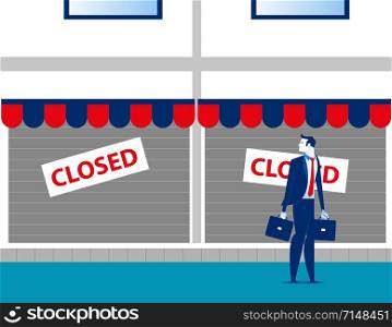 Businessman sad and looking at her small business failure. Concept business vector illustration.